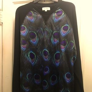 This is a black/blue large multi-color sweater. Laboratory Man